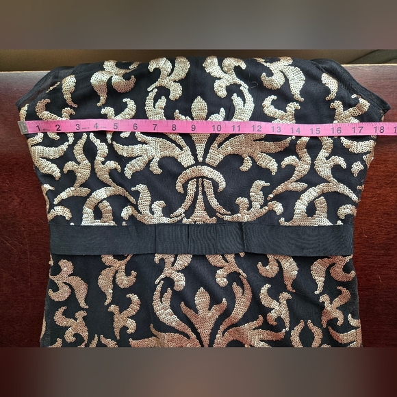 The Limited Black & Gold Sequin Damask Illusion Sheath Dress - Size 12 - Picture 6 of 11